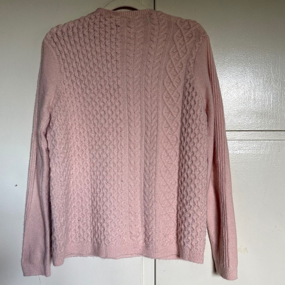 Caslon Pink Cable Knit Crewneck Sweater Size Medium - Picture 6 of 8